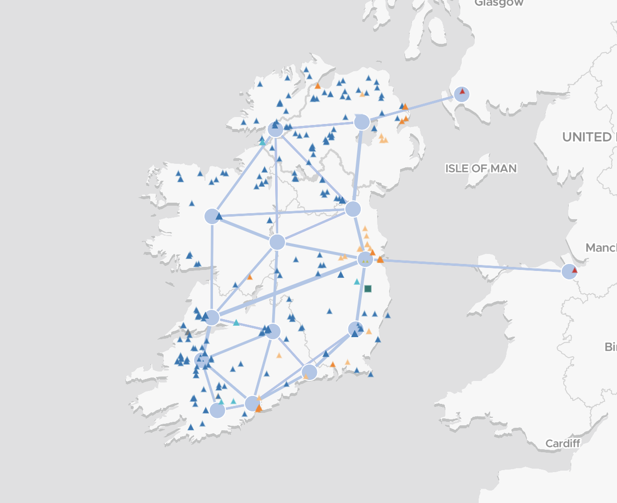 Convexity model view of the Ireland zonal power system